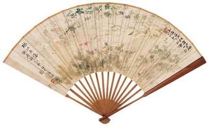 陆抑非 甲戌（1934年）作 琳池鱼藻 成扇